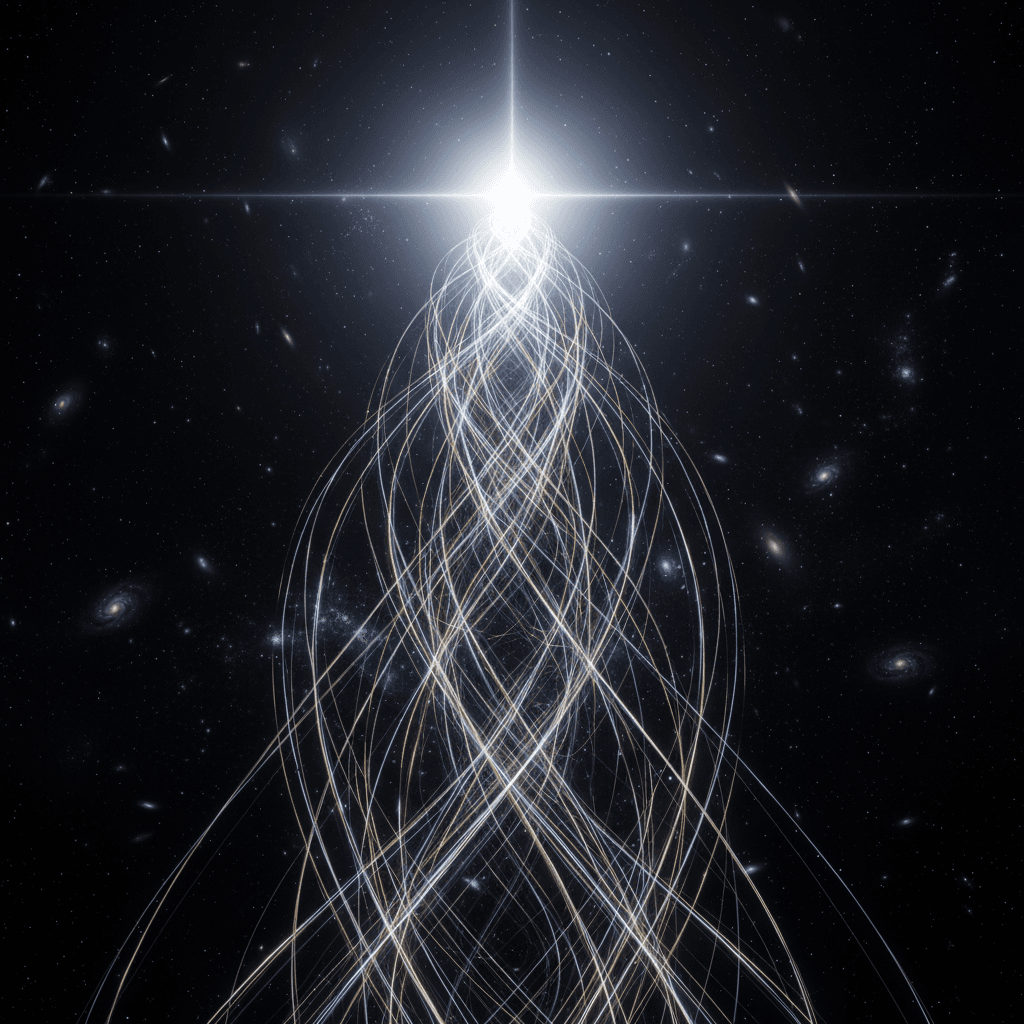 A spiral converging toward a central light but never touching it—asymptotic perfection.